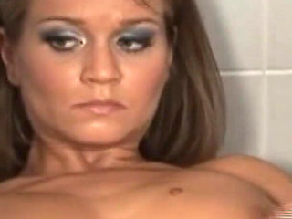 Filthy Three Scene-4 Busty Blonde MILF Rita Faltoyano Sucking Two Big Cocks in the Bathroom