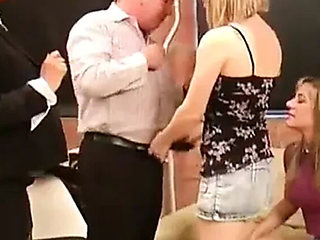 Gorgeous MILF Reporter Ayla Donna Louise Natalia Office Handjob CFNM Reverse Gangbang Make Him Cum