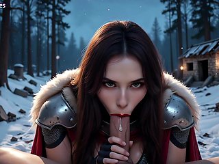 Buxomy Viking Warrior Penetrates in Snowy Desire Woods