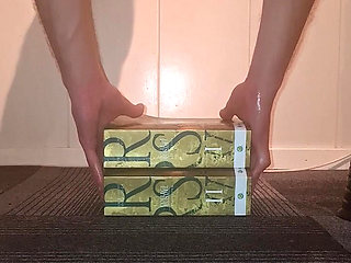 Hot twink gay stretching his ass with a huge piramide toy