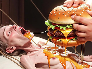 Extremely Skinny Girl Fed by Massive SSBBW - Extreme Feederism Contrast