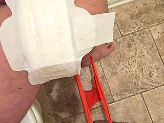 Pad Change in Microfiber Panties Takepad