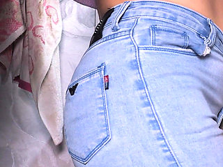 Jerking off and Cumming on My Maid's Denim Ass (free Use)