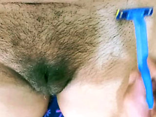 Hot girl shaves her pussy with her boyfriend s help