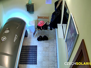 Czech Solarium 58: Dark-haired Babe Strips Down in the Solarium