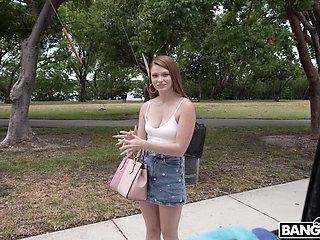 Mazy Myers gets blindfolded and fucked in the back of the van