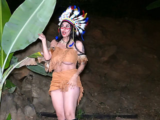 Horny Colombian with Huge Tits Plays with Her Pussy and Rides on a Big Cock in the Middle of the Forest - Jenifer Play
