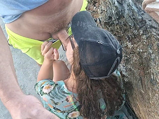 Blowjob on Beach and Cumshot on Tits