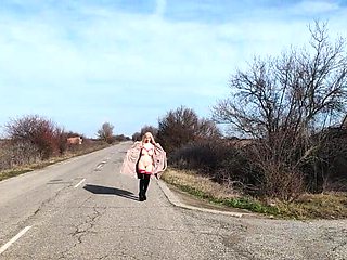 Little Whore Strips off Her Red Bodysuit on the Highway Part 4