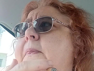 BBW smoking in pink sweater in her car talking to her fans