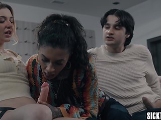Biology tutor Ravyn Alexa seduced by teen couple Demi Hawks and Elias Cash