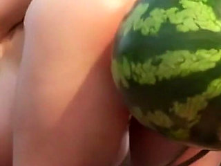 Old Granny Bound with Huge Watermelon in Ass - Hurt & Orgasm