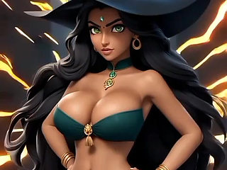 Indian girl Jaya Anjali sorcerer in her castle (Ai model)