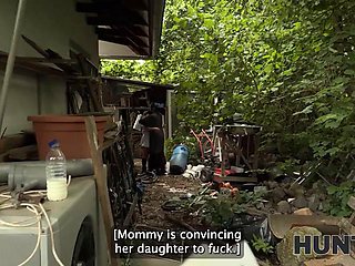 HUNT4K. Naughty chick fucked a stranger in front of her family