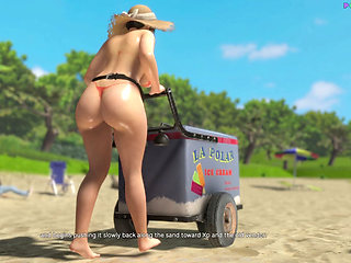 Friendly Housewife by White Foam - Getting Drilled by an Old Man, on the Beach, Behind Her Husband 12