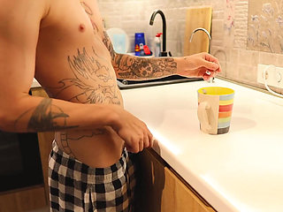 I Caught My Roommate Fingering His Ass in the Kitchen Then I Licked His Ass and Fucked Him