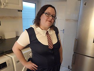 Naughty Wife in Collage Uniform Playing with Shaven Pussy