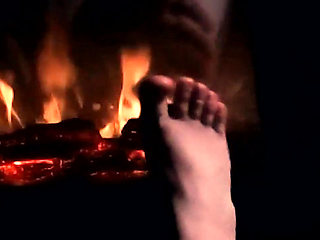 Warming My Feet on the Fire so They Get Warm and Sweaty for Your Cock and Balls