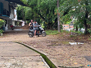 I go to pick her up on the bike to fuck her in front of everyone!