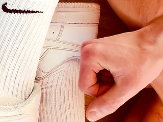 Jerking off in close-up on my Nike AF 1 sneakers and socks