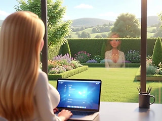 Elegant Blonde Boss Enjoys Pool with Young Gardener While Husband Away (ai Generated)