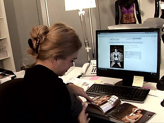 Blonde office bitch like to fuck on table