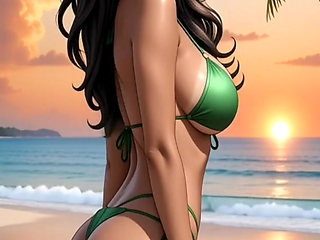 Indian desi beauty girl dance on beach