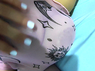 I give a black guy a handjob with my pussy, my feet, and my big tits
