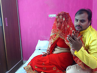 Newly married indian first night Sex and romance video, boobs press removal saree blouse