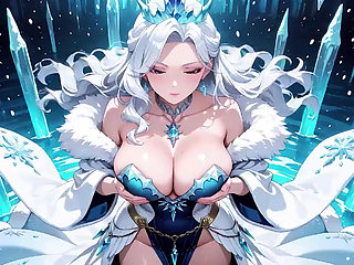 Silver-Haired Ice Mage in a Crystal Hall! Casting magic while looking effortlessly cold, yet her lips are trembling.