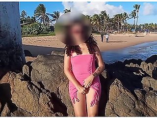 Flashing My Tits And Pussy On The Beach And Past Strangers Cock