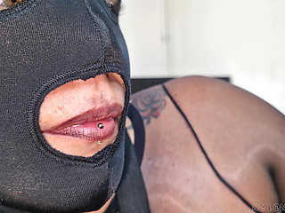 POV Katy Kat Blowjob with Black Lipstick and Nylon