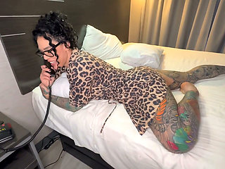 Horny Latina Hotel Guest's Pussy Creams for Room Service Guy