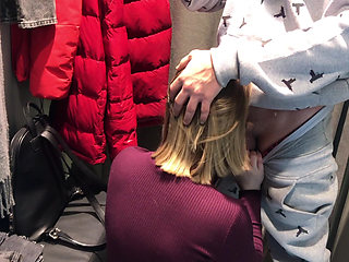 Sneaky Changing Room BJ - Amateur Girl Sucks Cock in Clothing Store RAW