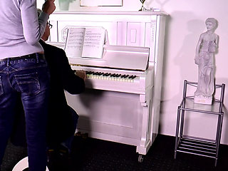 Horny piano lesson with final surprise!