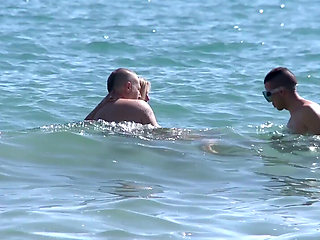 Outdoor DP fuck with blonde milf on the beach