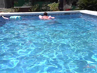 Auntjudys - Busty Redhead MILF Jojo Robinson Goes Skinny Dipping in the Pool