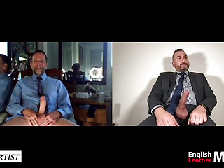 Teamlocked businessmen discuss Chasity employee while jerking PREVIEW