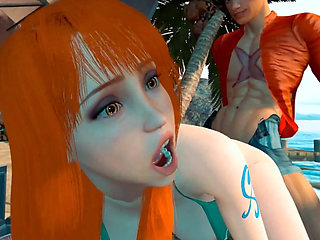 Nami relieving stress at the beach - 3D Animation by VirtualHeaven