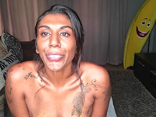 Desi Sits on the Couch Drooling as She Sticks Out and Wiggles Her Tongue Around