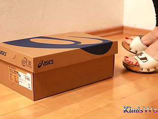 Asmr Wooden Clogs Trample and Crush Shoe Box