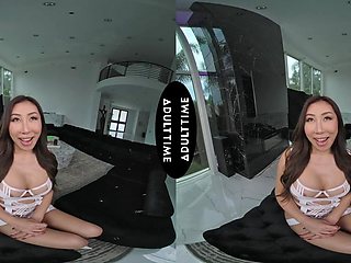 Nicole Doshi rides the big cock of Oliver Davis in a hot lingerie scene