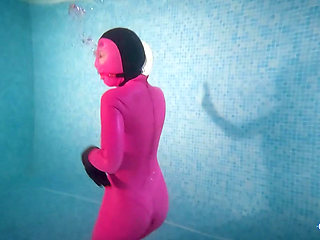 Hooded Latex Slave Weighted Underwater Control