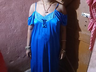 Indian Bhabhi First Time in Nighty Dress I Get Naked and Show My Boobs and Pussy