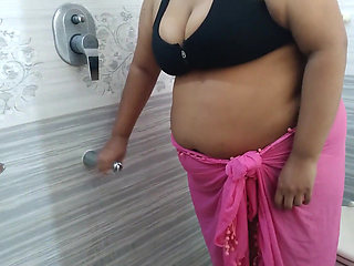 55-year-old Indian Stepmom Gets Sexually Excited and Has Sex with a Water Pipe in the Bathroom - Desi Sex