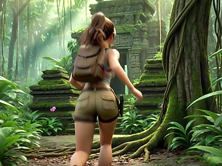Lara Croft Discovers Amazon Treasure and Embraces Beautiful Blonde Ancestral Spirit in the Golden Caves