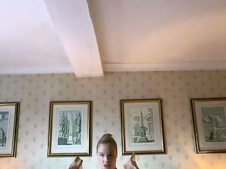 Slutty amateur blonde smoking and jerking dick