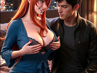 Mei teases her stepbrother by showing him her tits and gets her pussy smashed - AI-generated content