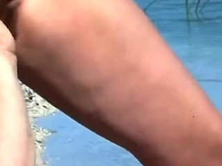 Mature couple playful outside