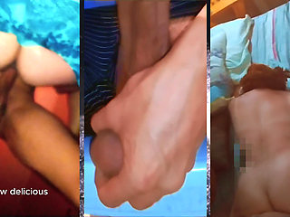 Cuckold role: getting off while rewatching videos of your wife, a real MILF, fucked and as cum dump for big cocks